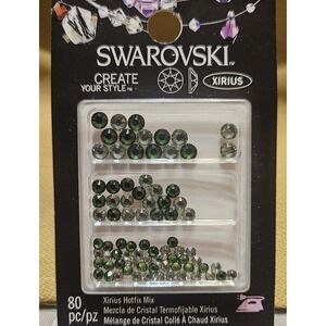 Swarovski Hotfix Mix Flat Back Crystals 80 CT - Chrysolite Fern Green 5, 4 & 3mm